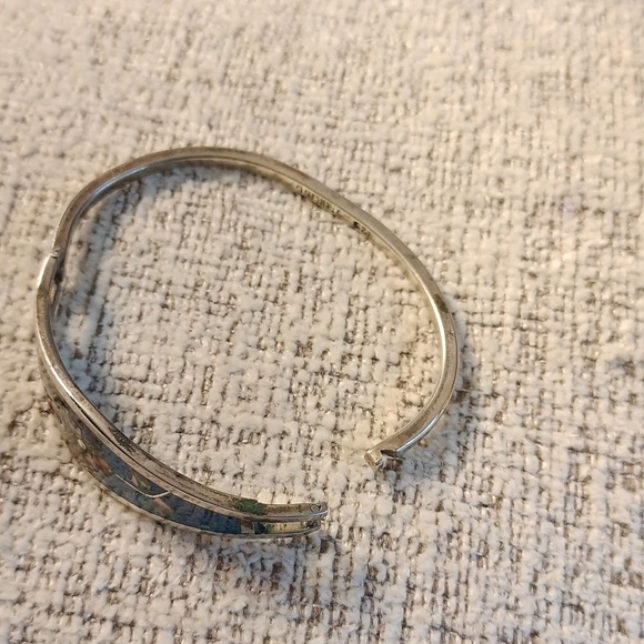 Sterling silver bracelet with onyx turquoise Abalone Mexico clasp closure - Picture 6 of 6